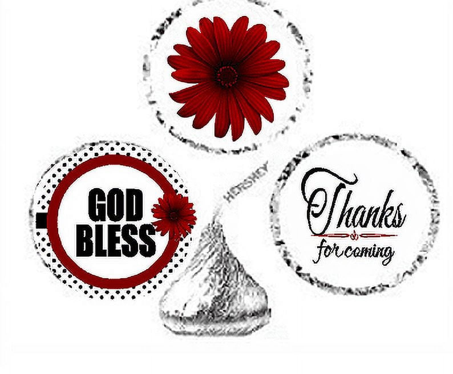 CAKESUPPLYSHOP CELEBRATIONS 216ct Red God Bless Religious Baptism Communion Party Favor Candy Decoration Stickers Labels Fits Kisses Chocolates Party Favors Envelope