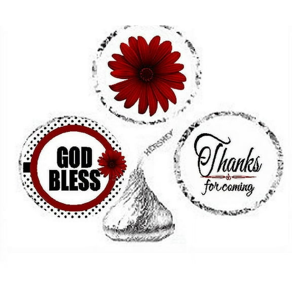 216ct Red God Bless Religious Baptism Communion Party Favor Candy Decoration Stickers Labels Fits Kisses Chocolates Party Favors Envelope