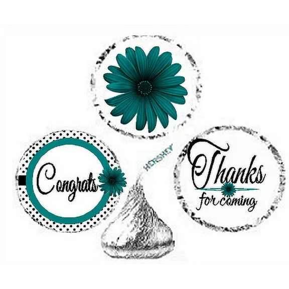 216ct Teal Congrats Party Favor Candy Decoration Stickers Labels Fits Kisses Chocolates Party Favors Envelope