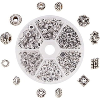Mandala Crafts Metal Spacer Beads for Jewelry Making - Beads Spacers Flower  Metal Flat Rondelle Space Beads for Bracelet Necklace Earrings 6 to 7 mm  Antique Silver Color 