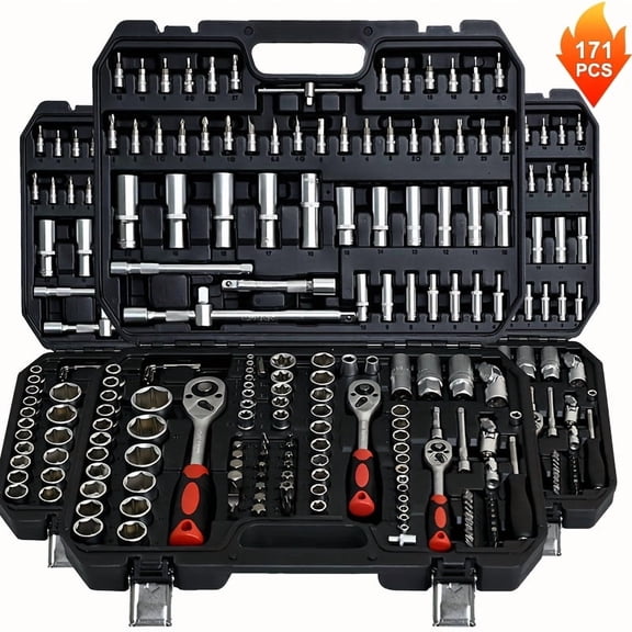 [216pcs Toolbox] 171/216pcs Manual Toolbox Set | Portable Toolkit For Home/Car Repair | Auto Repair Tool Box With Plastic Storage Case