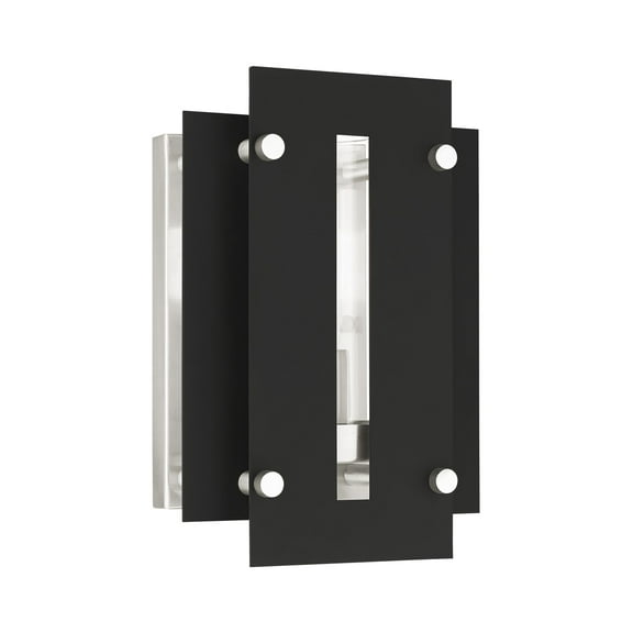 21771-04-Livex Lighting-Utrecht - 10 One Light Outdoor Wall Lantern Black/Brushed Nickel Finish