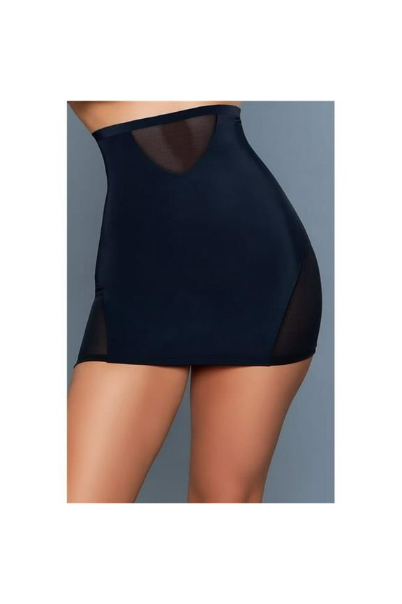 2178-BLK-1X-2X Women High-Waisted Half Slip, Black - 1X & 2X