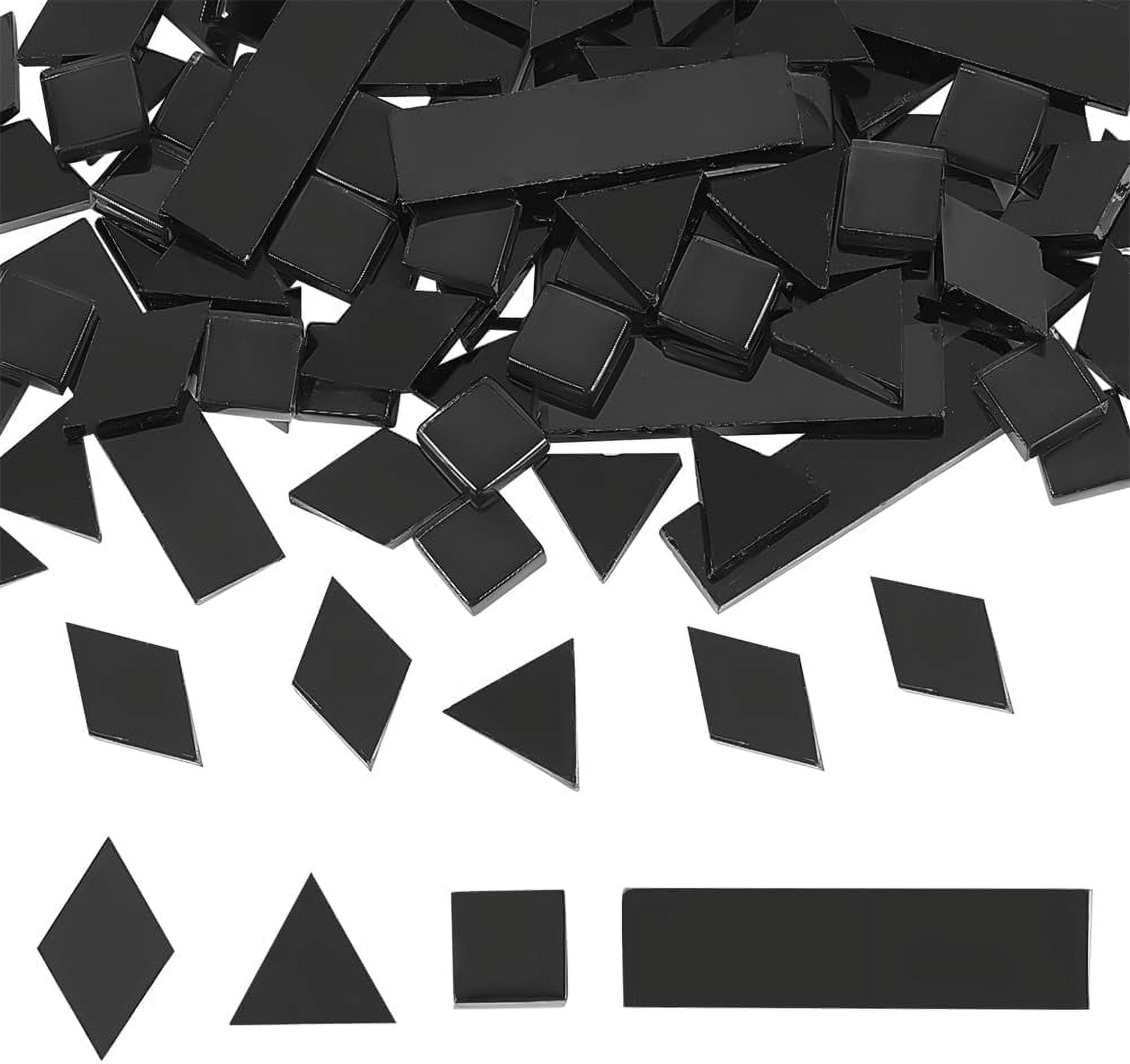 Picture of 217Pcs 4Styles Black Glass Mosaic Tiles Mixed Mosaic Glass Pieces for ...