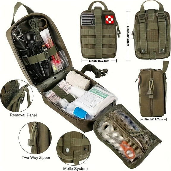 217pcs Survival & First Aid Kit with Molle Pouch, Emergency Survival Gear Tools for Outdoor Adventure/Camping/Hiking/Home/Office, Perfect Gifts for Men Dad Husband Son
