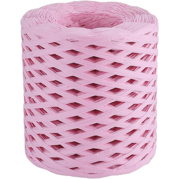 218 Yards Gift Wrapping Raffia Ribbon Natural Bulk Packing Raffia Paper Twine Rolls Pink Twisted Crochet String for DIY Crafts Florist Bouquets Christmas Festival Birthday Decoration diy