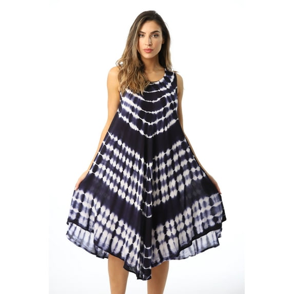 21802-PUR-3X Riviera Sun Dress Dresses for Women (Navy / White, X-large)