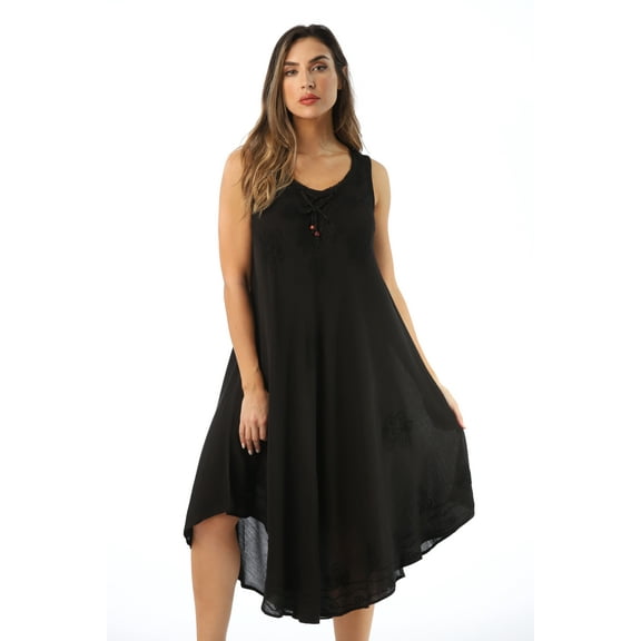 21808-PUR-2X Riviera Sun Dress Dresses for Women (Black, Small)