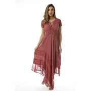 21809-ROS-1X Riviera Sun Dress Dresses for Women (Rose, 2X)