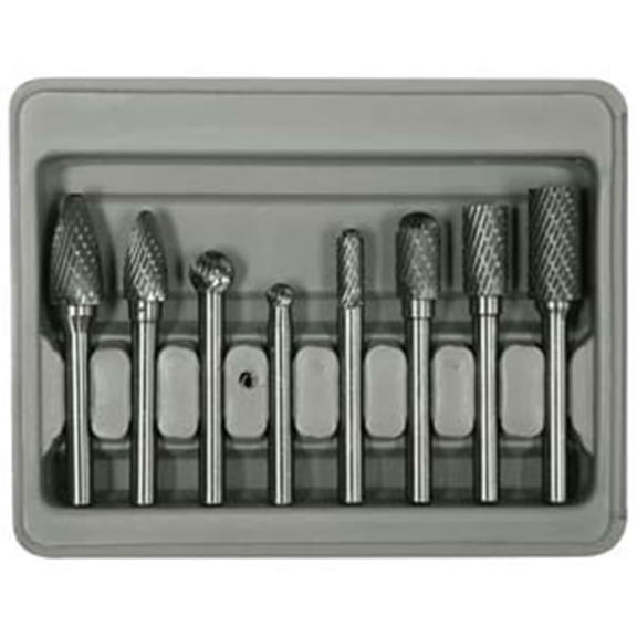 2181 8Pc. Double Cut Carbide Rotary Burr Set In Blow Molded Case