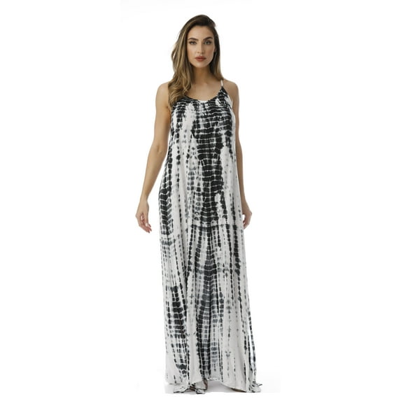 21820-WB-XL Riviera Sun Summer Dresses Maxi Dress Sundresses for Women (2X, White / Black)