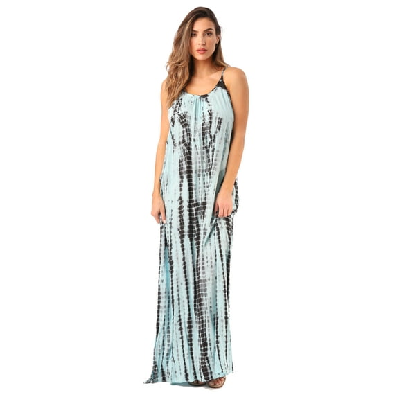 21820-WB-XL Riviera Sun Summer Dresses Maxi Dress Sundresses for Women (X-Large, Aqua / Charcoal)