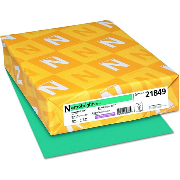 21849 Color Paper, 24lb, 8 1/2 x 11, Terrestrial Teal, 500