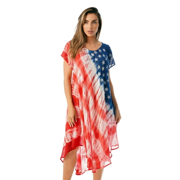 21873-2X Riviera Sun American Flag Dress / USA Summer Dresses (True Colors Tie Dye, 2X)