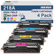 218A 218 Toner Cartridge 4 Pack (No Chip) Compatible for HP 218A 218X W2180X W2180A Toner for HP Laserjet 3301fdw 3301cdw 3201dw 3301sdw 3301 3201 Printer (Black Cyan Magenta Yellow)