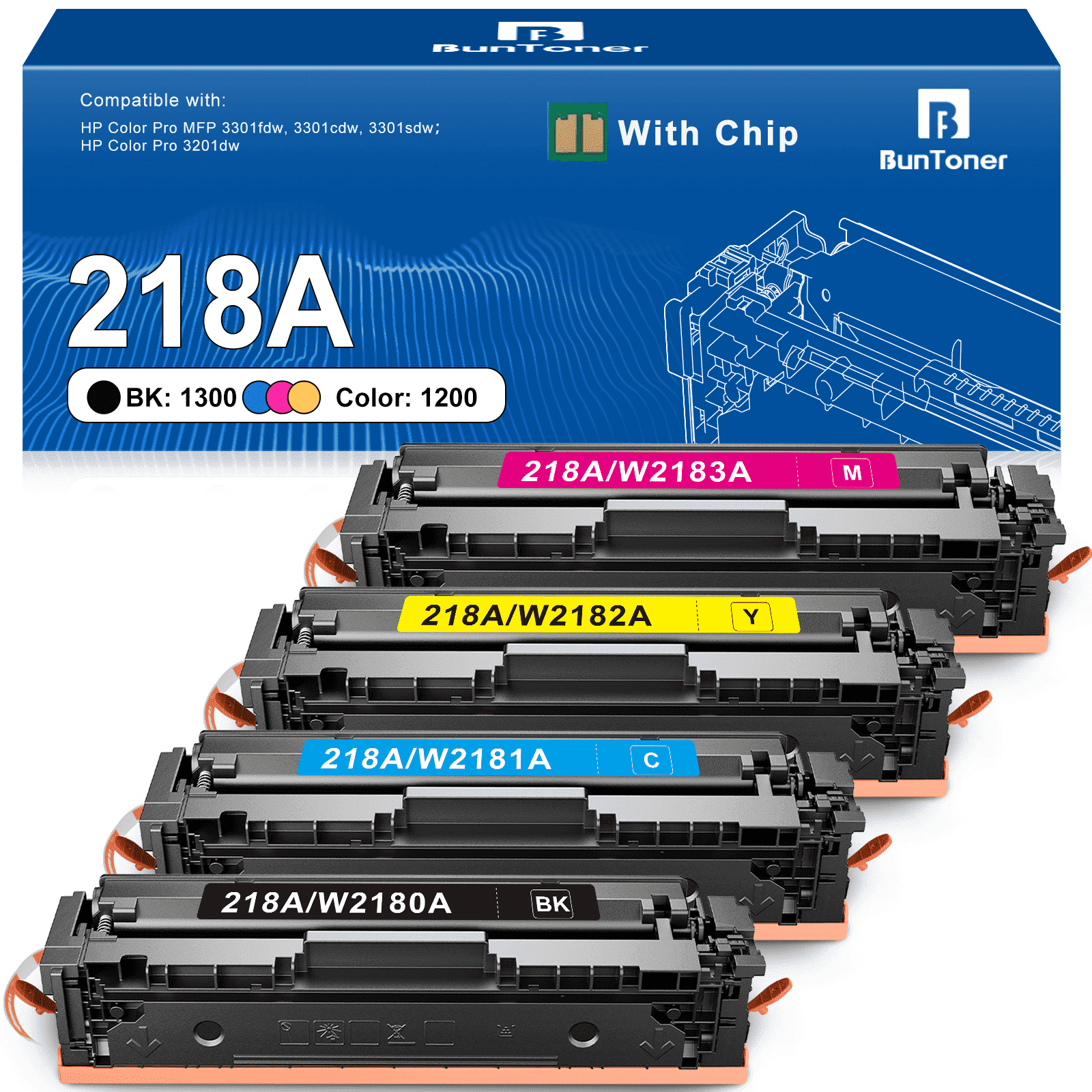 Is 218 Color Code 218A Toner Cartridges 4 Pack with chip Compatible for HP 218A 218X 218 ...