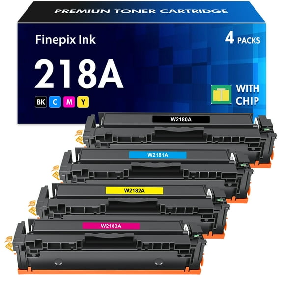 218A Toner Cartridges With Chip 4Pack Compatible for HP 218A 218X W2180A W2180X Color Laser Jet Pro MFP 3301fdw Pro 3201dw MFP 3301cdw MFP 3301sdw Printer Ink Black Cyan Yellow Magenta