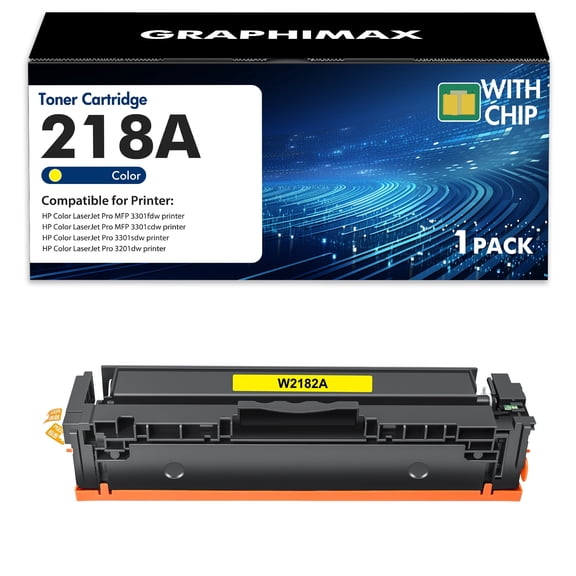 218A Toner Cartridges Yellow No Chip 218A W2180A 3301fdw Toner Color Laserjet Pro MFP 3301fdw Pro 3201dw MFP 3301cdw MFP 3301sdw Printer Ink 1 Pack
