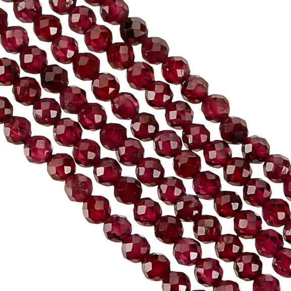 218Pcs Natural Garnet Beads 0.5mm Hole Grade AB Garnet Stone Beads Round Faceted Garnet Loose Gemstone Beads Energy Stone for Bracelet Necklace Earrings Jewelry Making DIY Crafting