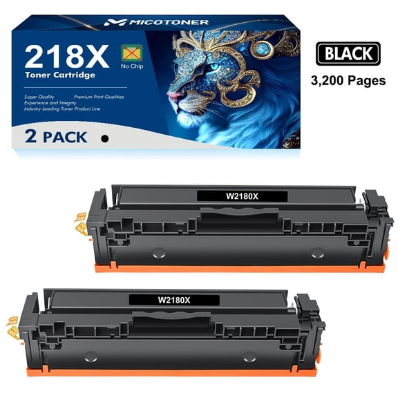(NO Chip) 218X 218A Toner Cartridges 2 Pack 3301dw Compatible for HP 218X 218A Color Laserjet Pro MFP 3301fdw 3301cdw 3201dw 3301sdw Printer High Yield Ink Set W2180X (Black)