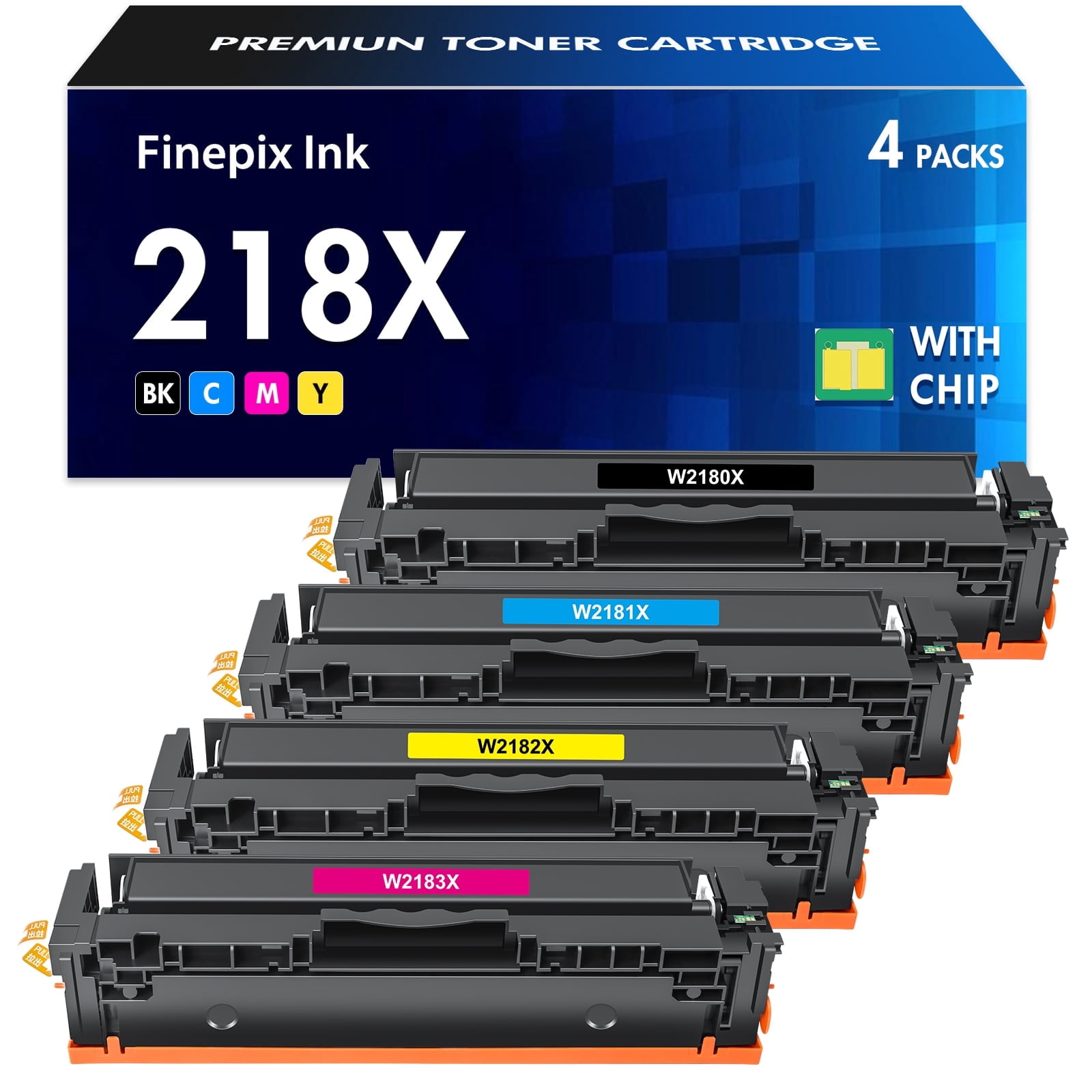 218X 218A Toner Cartridges With Chip 4Pack Compatible for 218X 218A W2180X W2180A Color Laser Jet Pro 3201dw Pro MFP 3301fdw MFP 3301cdw MFP 3301sdw Printer Ink Black Cyan Yellow Magenta