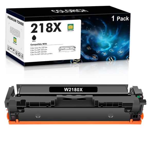 218X Black Toner Cartridge 1 Pack With Chip Compatible for HP 218X W2180X 218A W2180A 218 3301fdw Color Laserjet Pro MFP 3301fdw 3301cdw 3201dw 3301sdw 3301 3201 Series Printer High Yield Ink