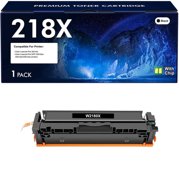 Compatible for HP 218X Toner Cartridges Black (NO-Chip) W2180X 218A W2180A 3301fdw 3201dw 3301sdw 3301cdw High Yield Printer Ink (Black,1Pack)