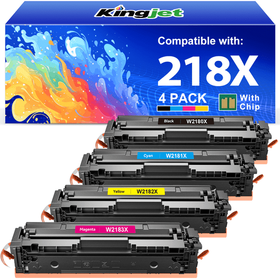 218X Toner Cartridges Compatible for HP 218X Toner 4 Pack High Yield for LaserJet Pro 3201dw MFP 3301fdw 3301cdw 3301sdw Printer (with Chip)