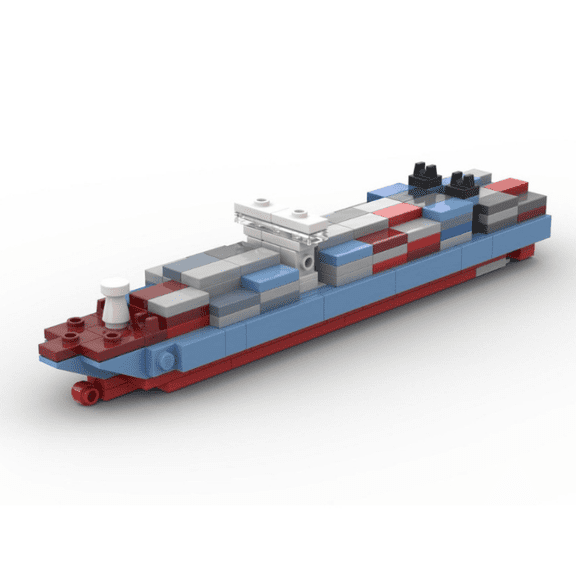 219 Pieces Mini E-Class Container Cargo Ship Building Blocks Set, Simulation Freight Vessel DIY Assembly Brick Model