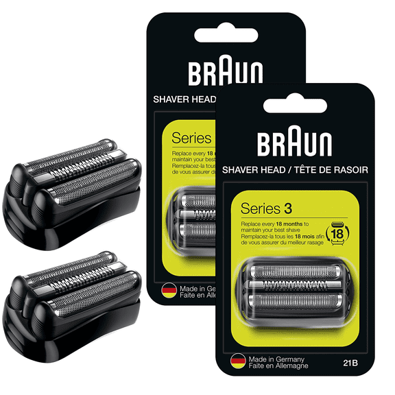 21B Razor Hear Compatible with Braun Series 3, with 320, 330, 340, 350CC Series Electric, Black,2 Pack
