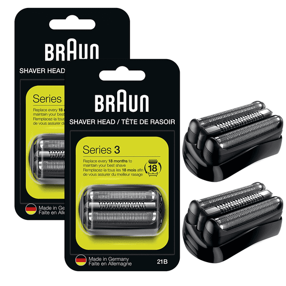 21B Razor Replacement Head Compatible with Braun Series 3, with 320, 330, 340, 350CC Series Electric, Black,2 Pack