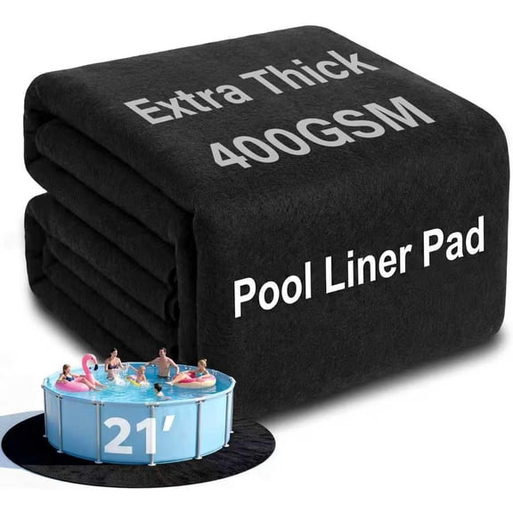 21FT Round Pool Liner Pad, 400G/M Extra Thick Black Pool Pads for Above Ground Pool, Heavy Duty Pool Liner Pad Geotextile Material Pool Liner Puncture-Proof Pool Bottom Padding(21'Round)