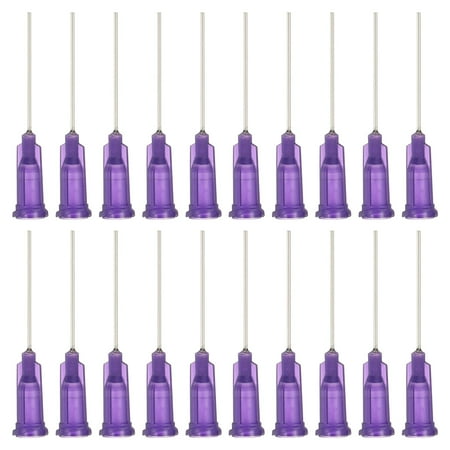 21Ga Dispensing Needles, 52PCS 1 Inch Industrial Blunt Tip Dispensing Needle Syringes with Luer Lock Needle for Refilling Liquid Inks Adhesive Glue Oil,Purple