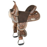 21HS Hilason Western Horse Trail Barrel Floral Racing American Leather Saddle Brown