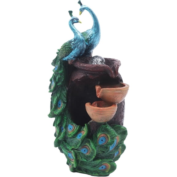 21Inch Art Decorative Animal Statue Bonsai Waterfall Fountain Humidifier with LED Lights for Living Room, Bedroom, Office, Meditation Room, Hotel and Library