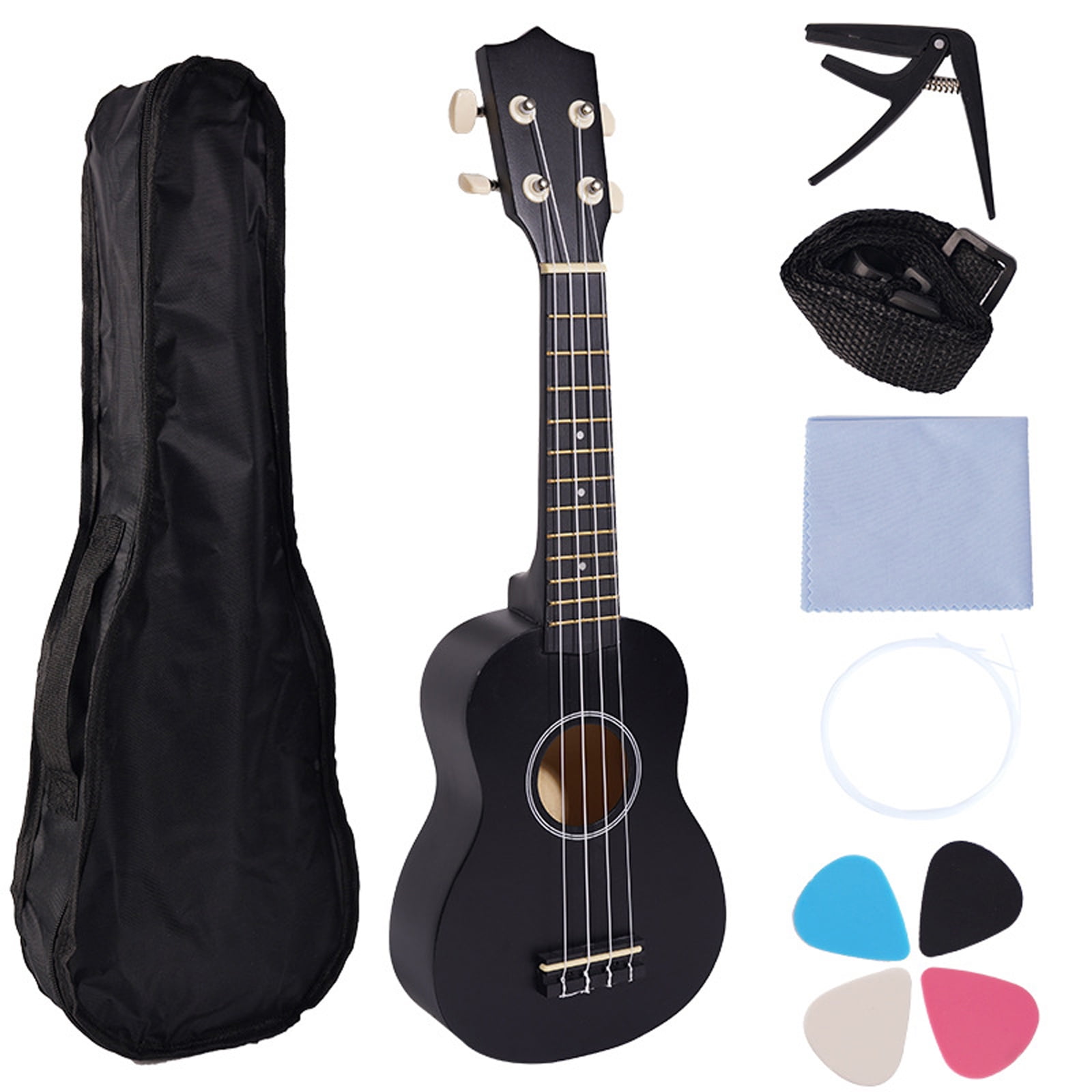 21Inch Small Ukulele Portable Learning Toy 4 Strings Ukulele Basswood Texture Suitable for Beginners and Travelers