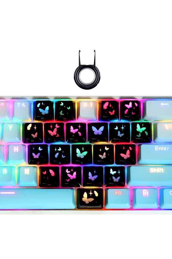 21Key Layout ABS Plastic Keycaps With Butterfly Heart Translucent Design OEM Height for Backlit Keyboards