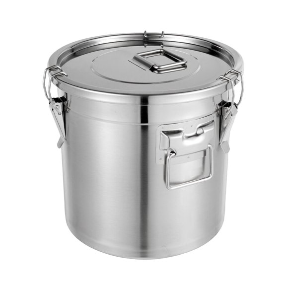 21L 304 Stainless Steel Airtight Container with Lid and Locking Clamp,17-38Lbs Metal Bucket Large Stainless Steel Canisters for Kitchen,Dog Food/Bird Seed/Coffee Storage Container