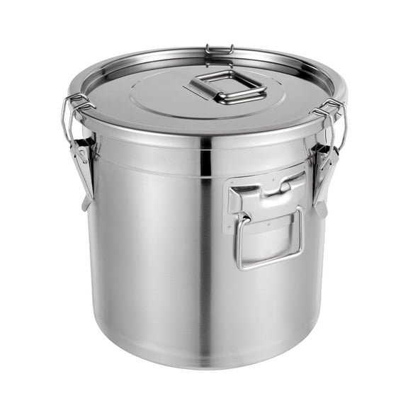 21L Airtight Rice Bucket Stainless Steel Canister Food Storage Container w/ Lid