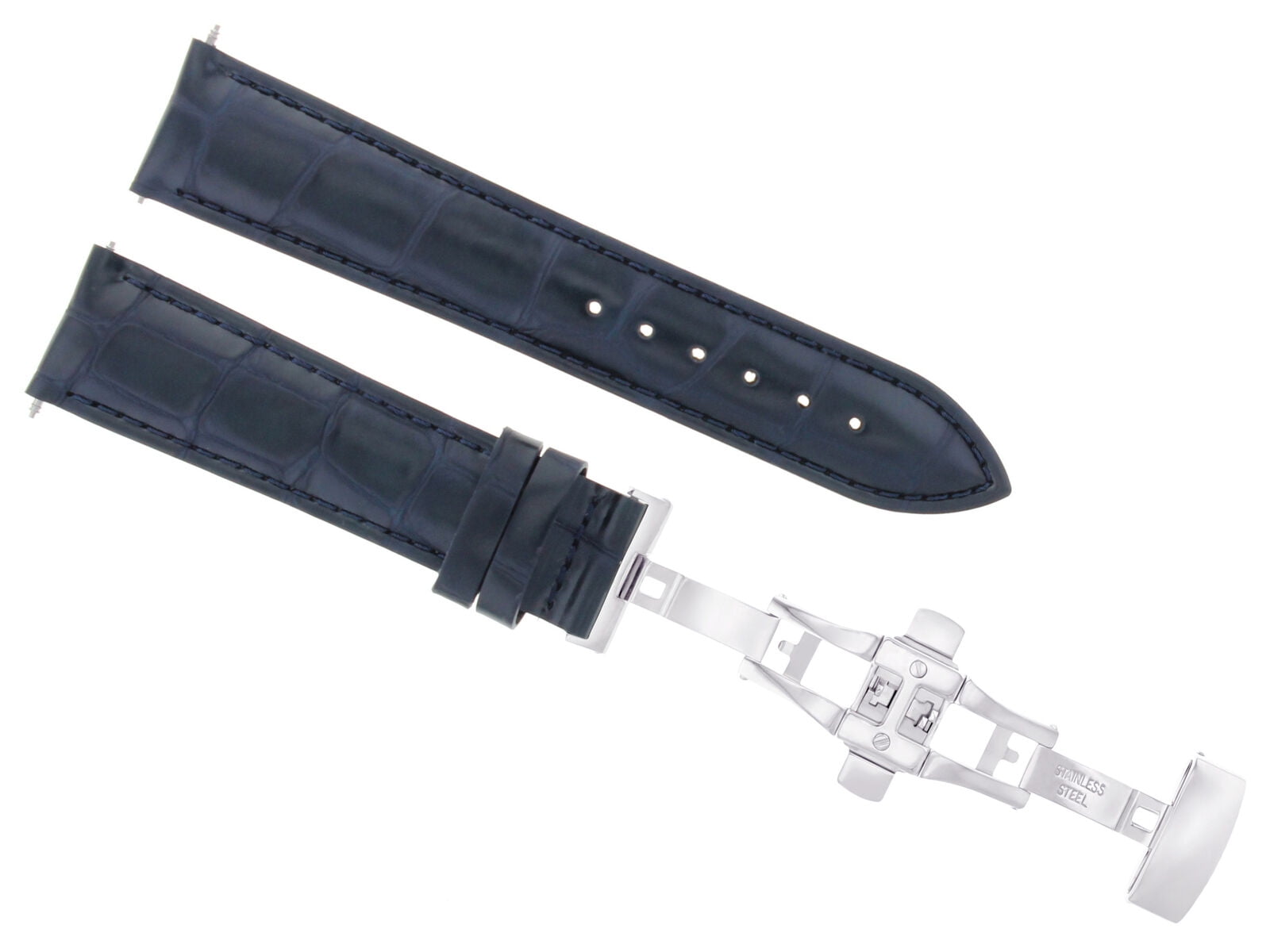21mm Leather Band Strap Deployment Clasp Buckle For 42mm Oris Artix Dark Blue in Uruguay at UYU 0 Rating 5