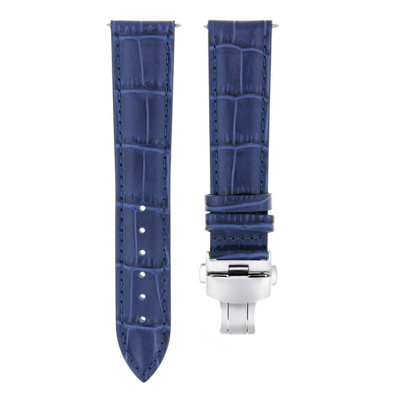 21MM LEATHER WATCH BAND STRAP FOR IWC PILOT PORTUGESE + DEPLOYMENT CLASP BLUE