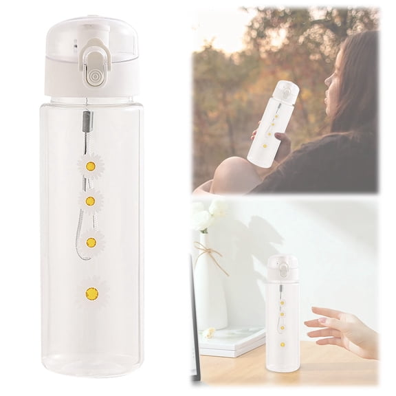 21Oz Student Water Bottle for Boys and Girls, Sports Water Bottle with Strap, Leak-Proof & Bpa Free Water Bottle with Flip Top Lid Portable for School,Gym,Travel,Outdoor,Transparent