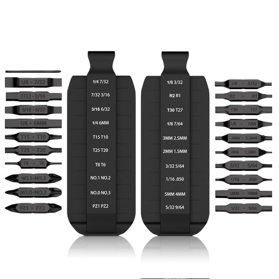 21PC Flat Bit-Kit, Double-Ended Screwdriver Bits, Flat Bit-Kit Designed for Leatherman Multi-Tool Screwdrivers, Industrial-Grade Hardened S2 Impact Steel, Comprises Double Sheaths and Storage Pouch
