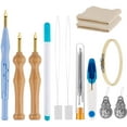 thumbnail image 1 of 21PC Punch Needle Embroidery Kits Adjustable Punch Needle Tool, Wooden Handle Embroidery Pen, Bamboo Hoops, Punch Needle Cloth, Big Eye Needles, Needle Threaders, 1 of 7