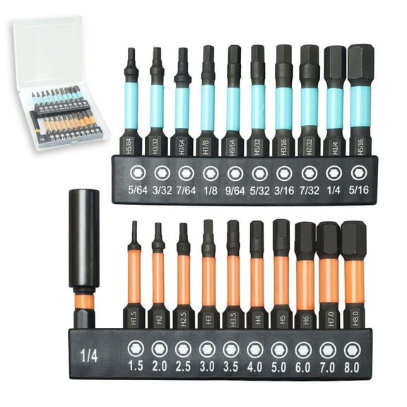 21PCS 50mm Hex Bit Set Magnetic 1/4Inch Shank Screwdriver Bits for impact driver