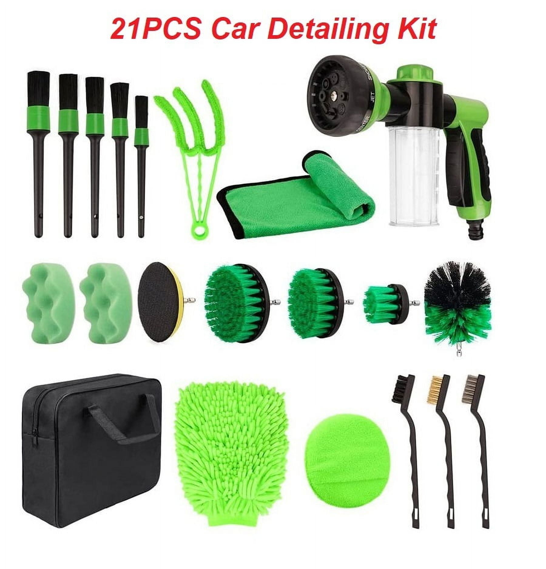 21PCS Car Detailing Kit Cleaning Brush Set, Green