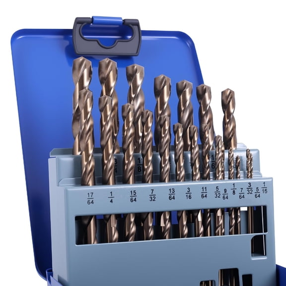 21PCS Cobalt Drill Bit Set, M35 HSS 135 Split Point Twist Jobber Length Drill Bits for Cast Iron, Stainless Steel, Aluminum, Wood & Plastic, with Metal Storage Case (1/16"-3/8")