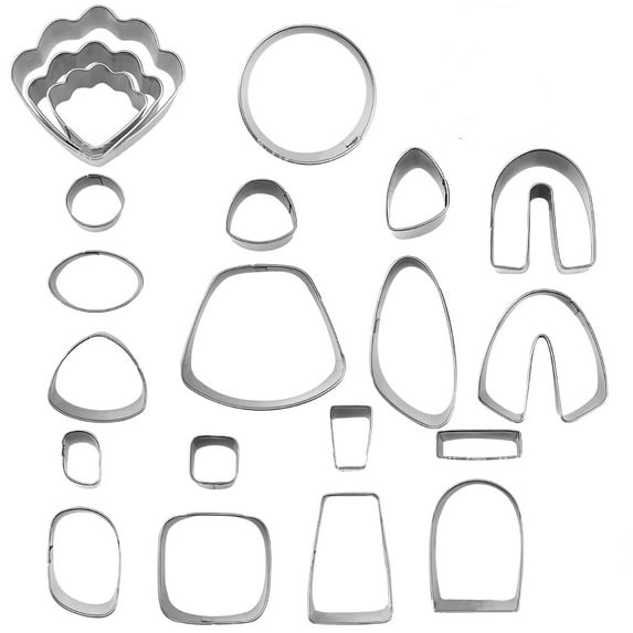 21PCS Different Shape Stainless Steel Clay Molds Clay Cutters for Polymer Clay Jewelry, Polymer Clay Cutters for Earring Making