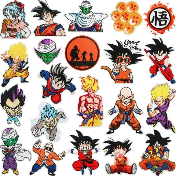 21PCS Embroidered Iron on Patches DIY Accessories, Dragon Ball Decorative Patches, Son Goku Sewing Applique for Jackets, Hats, Backpacks, Jeans