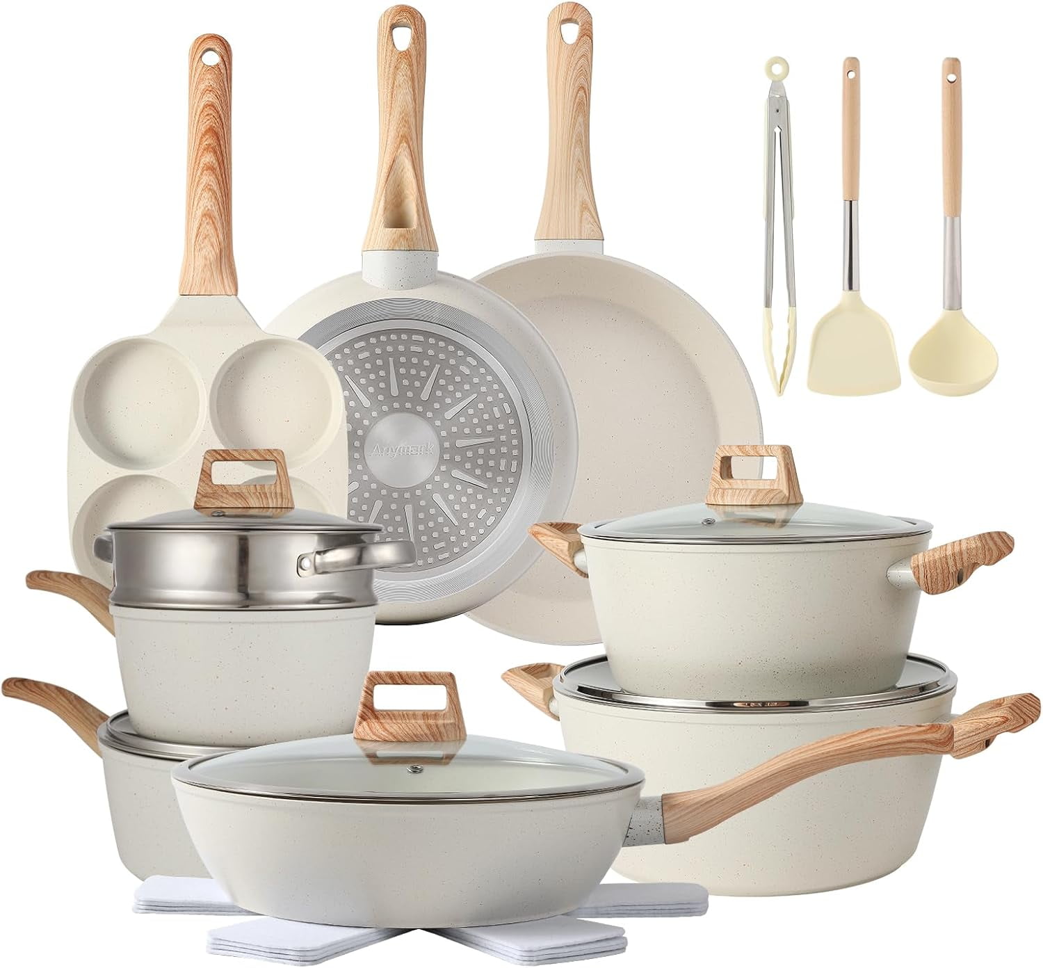 21PCS Pots and Pans Set Non Stick Cookware Set Nonstick with Cooking Set (white, 21pieces) - Walmart.com